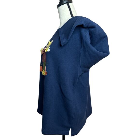 Decorated Originals Fleece Pullover Sweater Autumn Pumpkin Blue Women's M/L - Picture 4 of 5